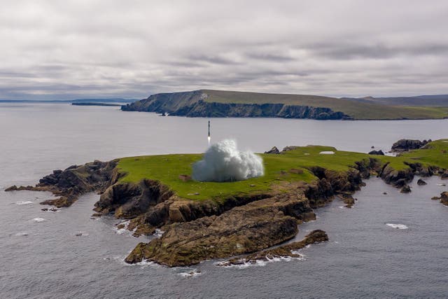 <p>A computer-generated image of a launch at SaxaVord UK spaceport in Shetland</p>