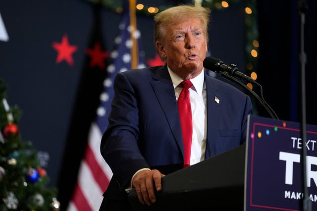 <p>Donald Trump speaks to supporters in Iowa on 19 December. </p>