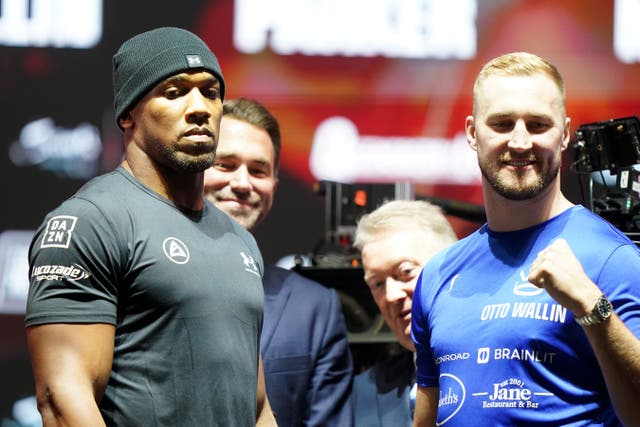 <p>Anthony Joshua (left) will face Otto Wallin in Saudi Arabia (Adam Davy/PA)</p>