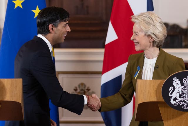 <p>Rishi Sunak with EU Commission president Ursula von der Leyen </p>