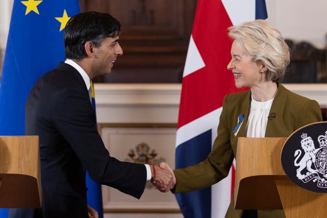 <p>Rishi Sunak with EU Commission president Ursula von der Leyen </p>