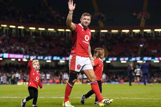 Leigh Halfpenny waves to fans following his final Wales appearance in the 49-26 win over the Barbarians (Joe Giddens/PA).