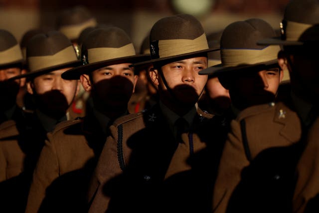 <p>File: Soldiers from the Gurkhas Brigade march on the Parade Ground during a passing out ceremony at Catterick Garrison</p>