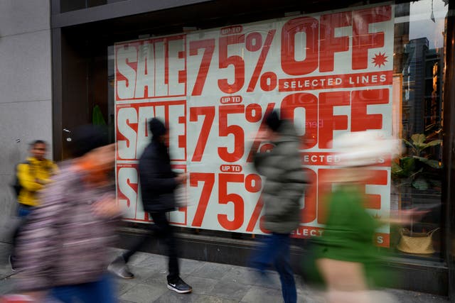 <p>Shoppers on Oxford Street in London as Wednesday’s inflation figures were announced </p>